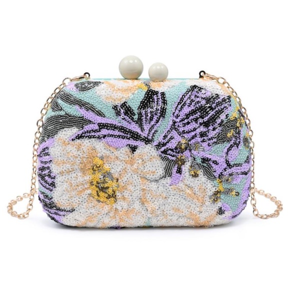 Urban Expressions Handbags - NWT Ryder Sequin Floral Minaudière Evening Bag